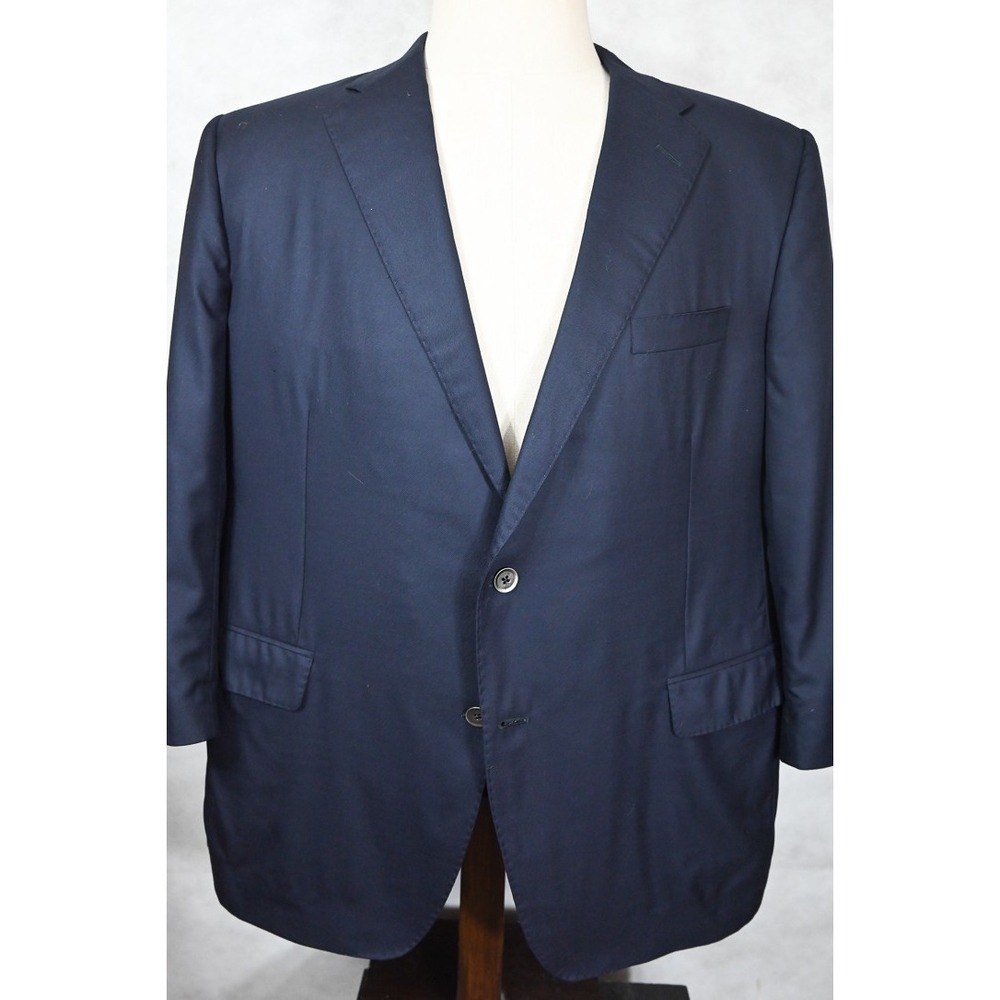 Samuelsohn Super 150s Colombo IceWool Dual Vents Navy Blue Sport Coat Blazer 48R